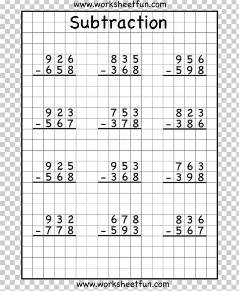 3 Digit Subtraction With Regrouping Printable